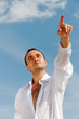 Man pointing.