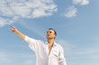 Man pointing.