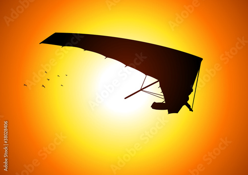 Vector: Silhouette illustration of a man figure gliding Silhouette illustration of a man figure gliding