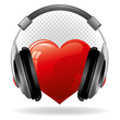 Heart with headphones Heart with headphones