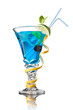 blue curacao cocktail isolated on white