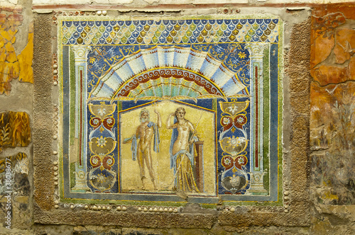 Photo: Mosaic of Triton & Amphirite in Buried city of Herculaneum Italy Mosaic of Triton & Amphirite in Buried city of Herculaneum Italy