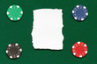 poker chips with blank paper for text