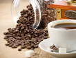 cup of coffee and grinder