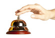 Hand of a woman using a hotel bell  isolated