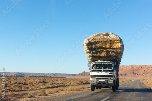 Photo: overloaded truck on highway, morocco overloaded truck on highway, morocco