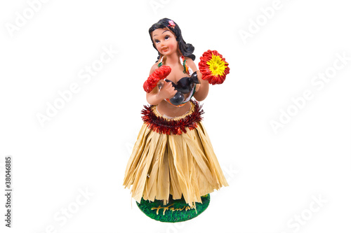 Photo: Dashboard hula wiggler doll isolated on white Dashboard hula wiggler doll isolated on white