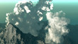 Volcanic eruption on island