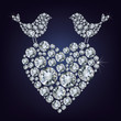 Greeting card with diamond birds for Valentine Greeting card with diamond birds for Valentine