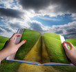 open book and meadow landscape