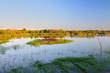 Mediterranean lagoon at sunset