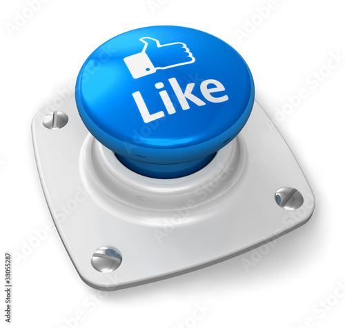 Illustration: Social network concept: blue Like button Social network concept: blue Like button