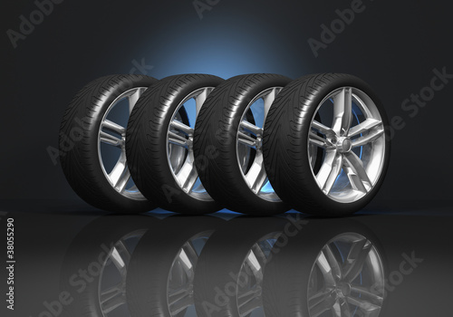 Illustration: Set of car wheels Set of car wheels
