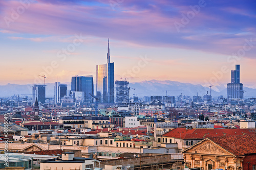 Photo: View of Milan`s business district from “Duomo di Milano”. View of Milan`s business district from “Duomo di Milano”.