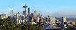 Seattle skyline panorama at sunset.