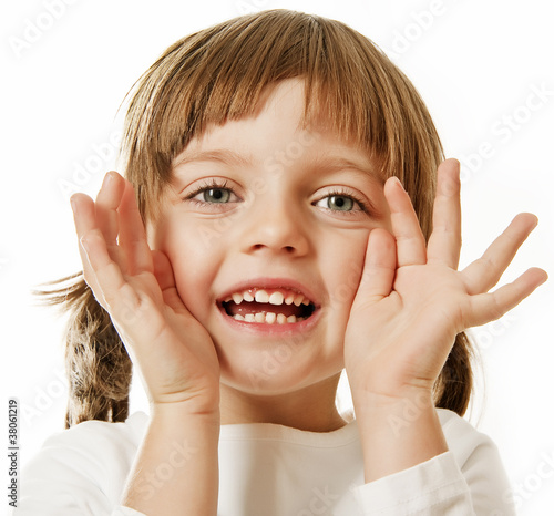 Photo: little girl shouting loudly little girl shouting loudly