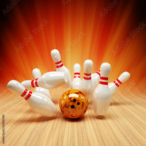 Illustration: Bowling Strike orange und rot Bowling Strike orange und rot