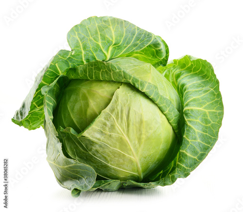Photo: Raw cabbage isolated on white Raw cabbage isolated on white