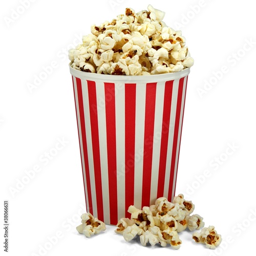 Photo: Popcorn in weiß rotem Eimer Popcorn in weiß rotem Eimer