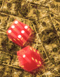 Dice roll on grunge US currency background