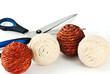 Decorative wool balls with scissors
