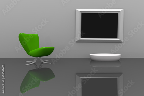 Illustration: Modern interior, 3D image Modern interior, 3D image