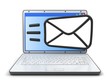 White laptop and mail