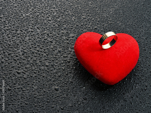 Photo: Ring on red heart Ring on red heart
