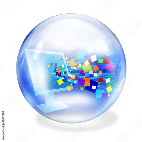 Illustration: data screen glass ball data screen glass ball