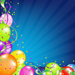 Birthday Background With Balloons And Sunburst