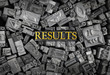 Results spelled out in metal letters