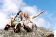 Two girls on a rock
