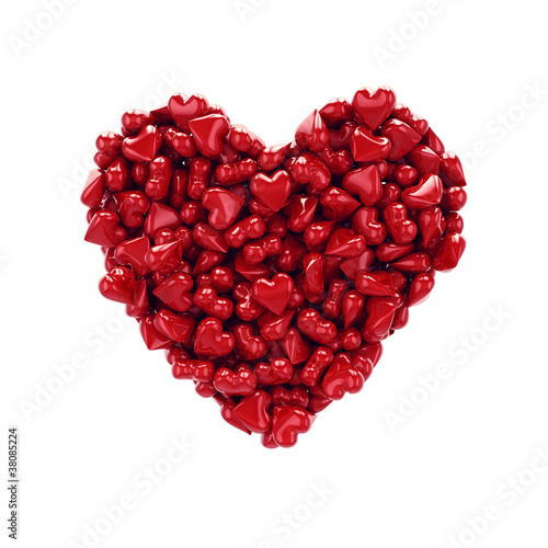 Illustration: Heart made of little red hearts , isolated on white Heart made of little red hearts , isolated on white
