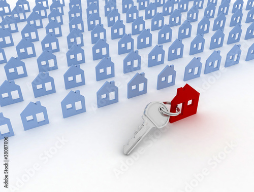 Illustration: 3d model house symbol set and key 3d model house symbol set and key