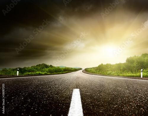 Photo: road and cloudy sky road and cloudy sky