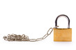 Foto: Padlock with chain link on white background Padlock with chain link on white background
