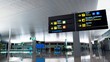 People hurrying in Barcelona airport departure hall. Time Lapse