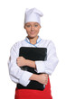 happy woman-cook with laptop happy woman-cook with laptop