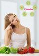 beautiful  young woman   with  vegetables choose foods rich in v