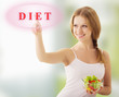 beautiful girl  with vegetable salad choose diet