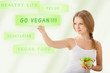 beautiful young  woman  with a salad choose vegetarianism