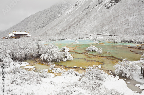 Photo: the glamourous pools in the winter, huanglong, sichuan, china the glamourous pools in the winter, huanglong, sichuan, china