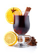 Photo: Mulled wine with spices isolated on white Mulled wine with spices isolated on white