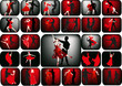 set of red and black dancing couples set of red and black dancing couples