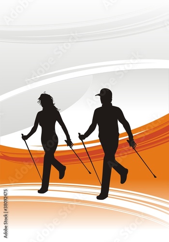 Illustration: nordic walking template nordic walking template