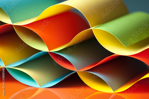 Photo: detail of waved colored paper structure detail of waved colored paper structure