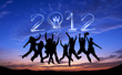 Crowd of friends jumping with 2012 Light Painting Crowd of friends jumping with 2012 Light Painting
