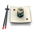 plate of sushi with earth map
