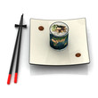 plate of sushi with earth map