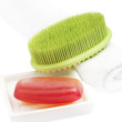 Red Soap Bar with green brush